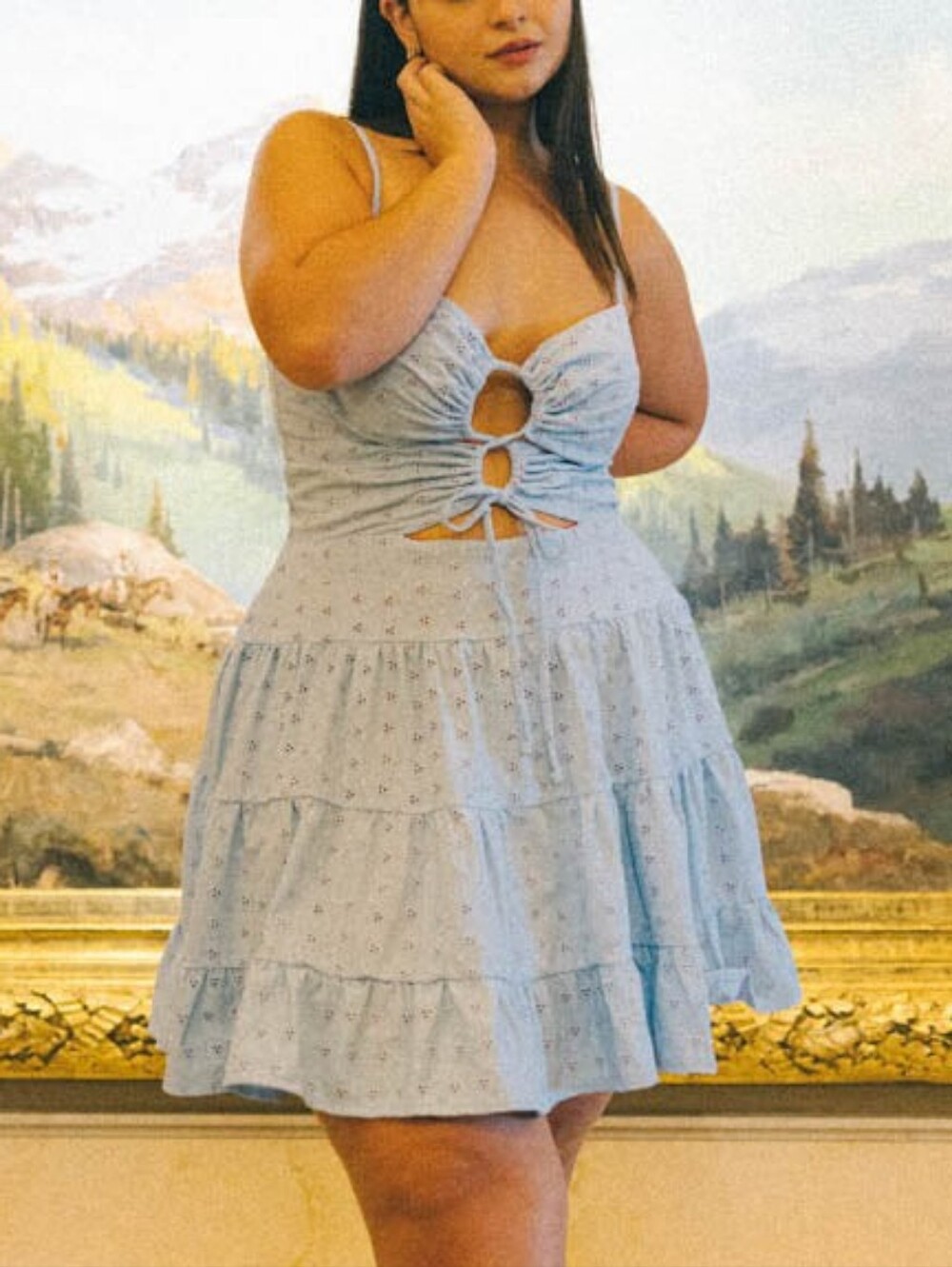 Alpine Butterfly Tiered Sophie Dress In Baby Blue 1X